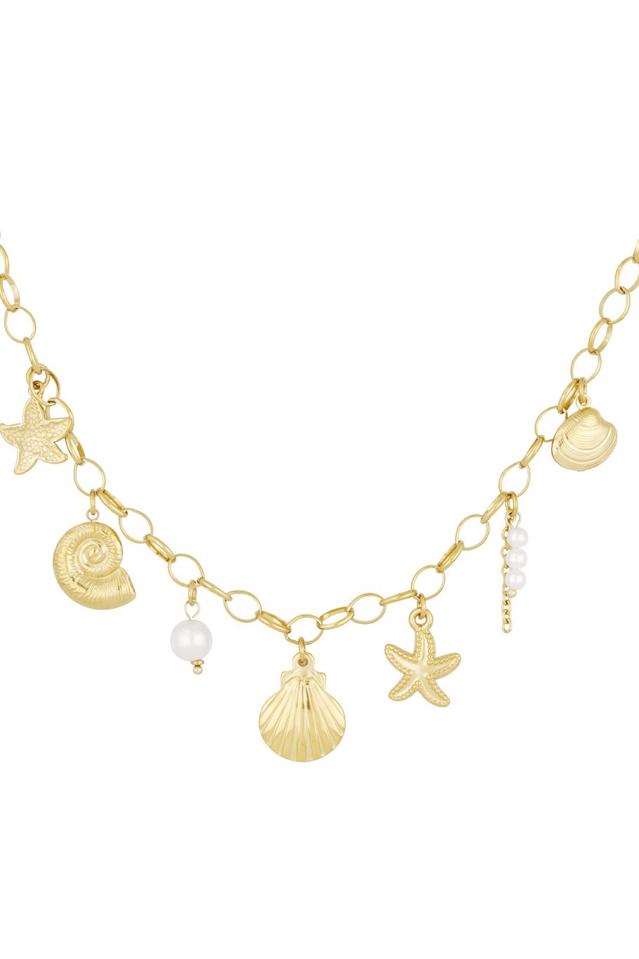 Ketting met speelse schelpbedels