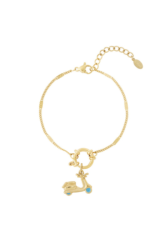 Bracelet with scooter charm and interchangeable pendants