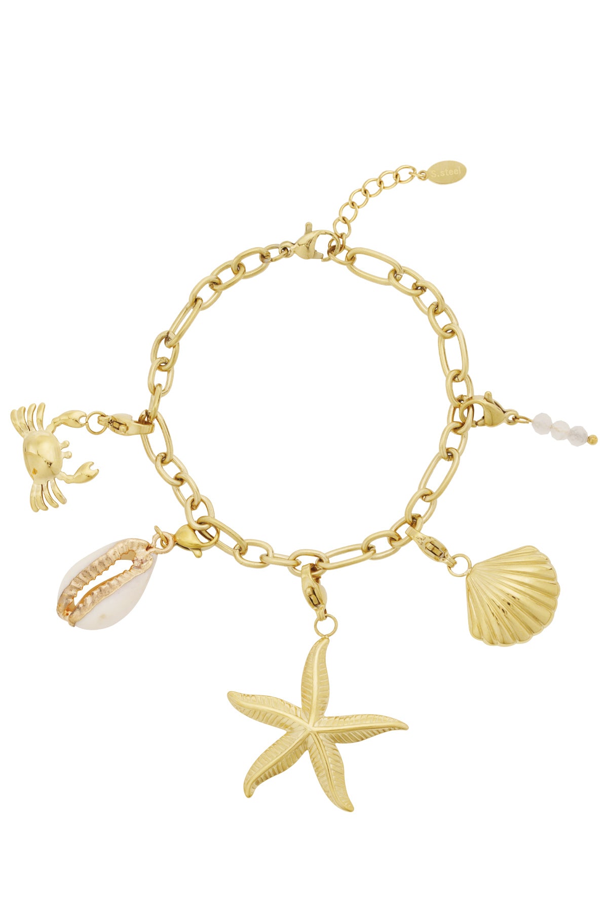 Golden beach charm bracelet with summer vibes