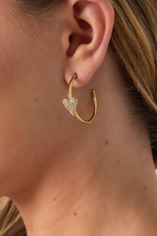 Crystal heart hoop earrings