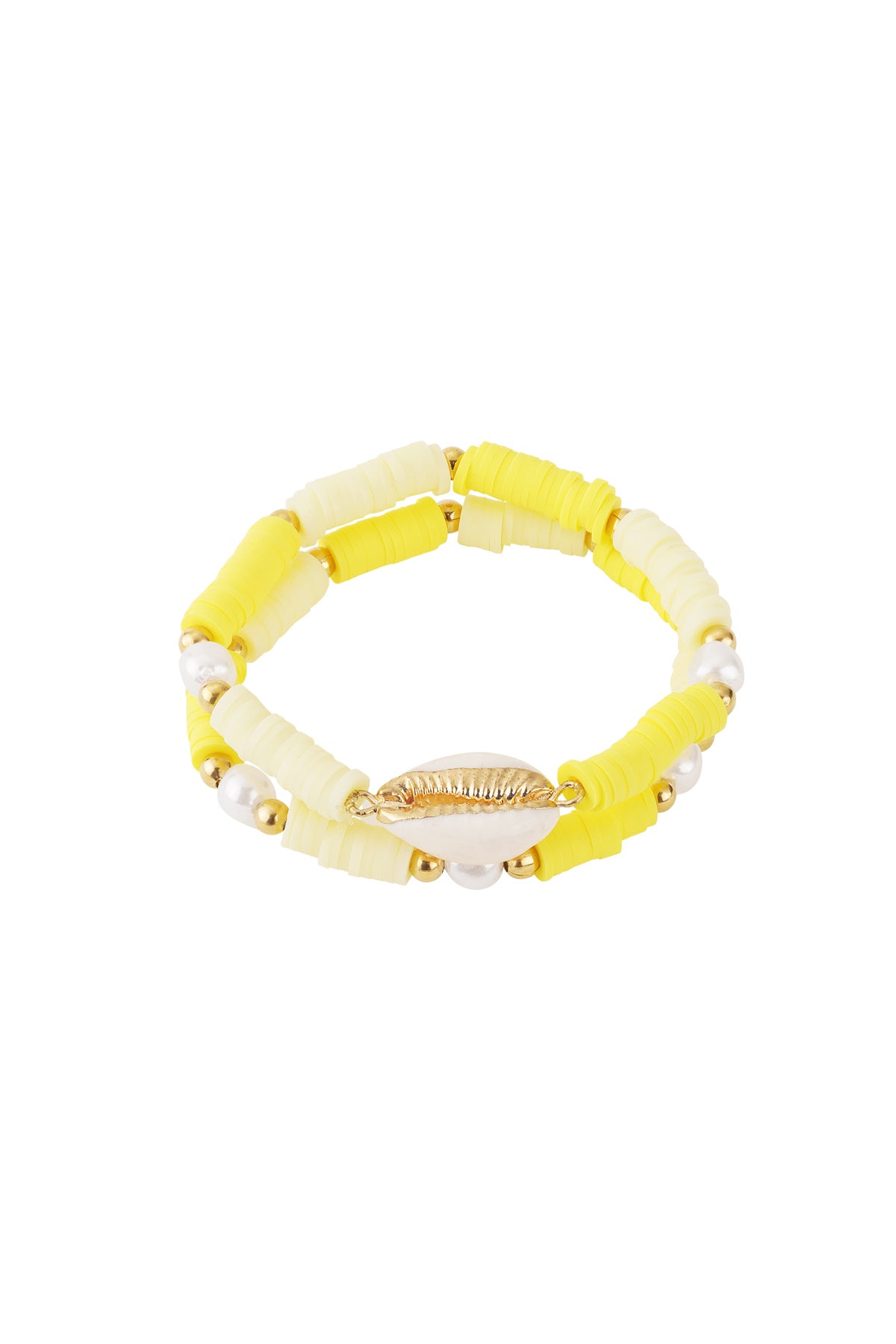 Double-layered cowrie shell bracelet