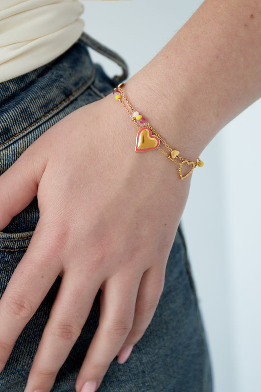 Bracelet with colorful hearts and beads