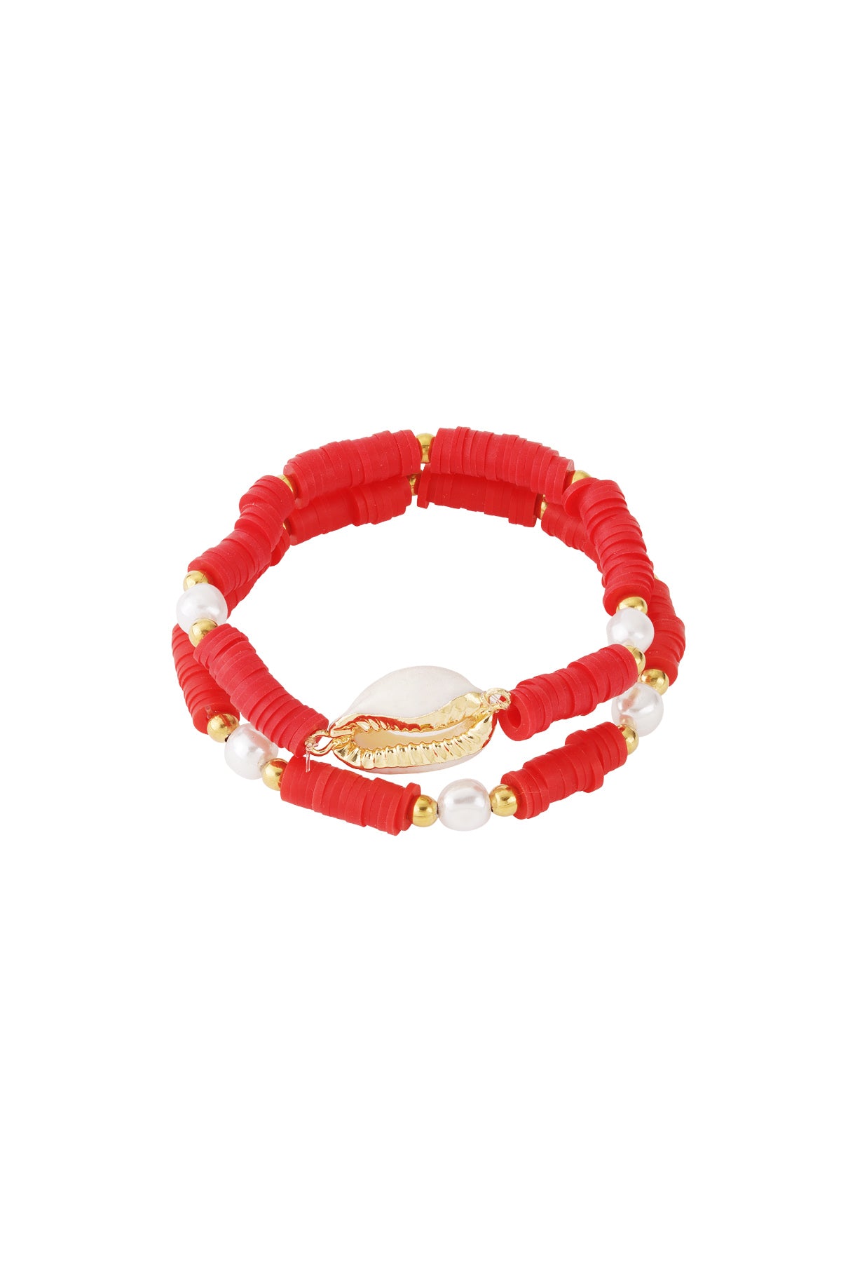 Double-layered cowrie shell bracelet