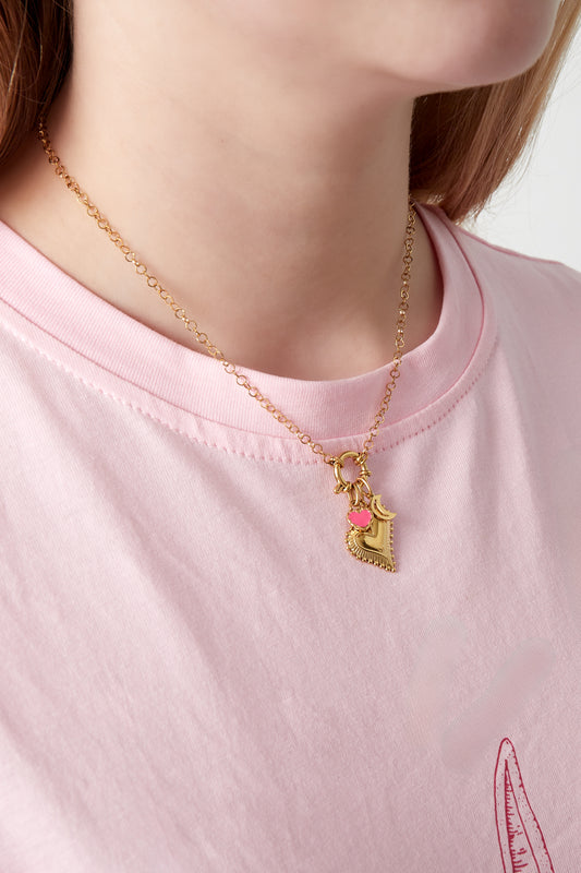 Necklace with hearts and moon