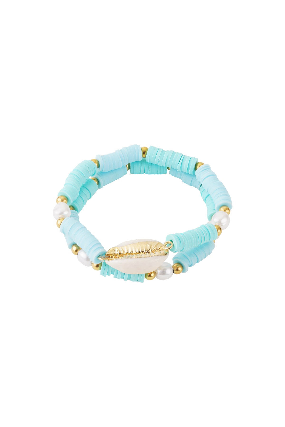 Double-layered cowrie shell bracelet