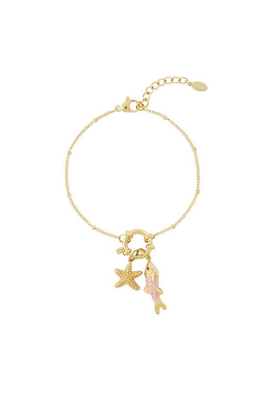 Golden crab bracelet with interchangeable ocean charms