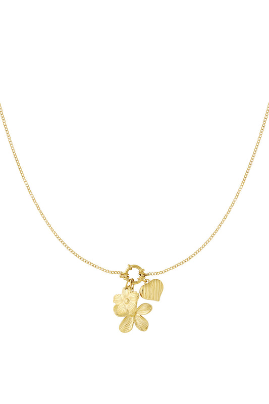 Flower necklace with playful charms