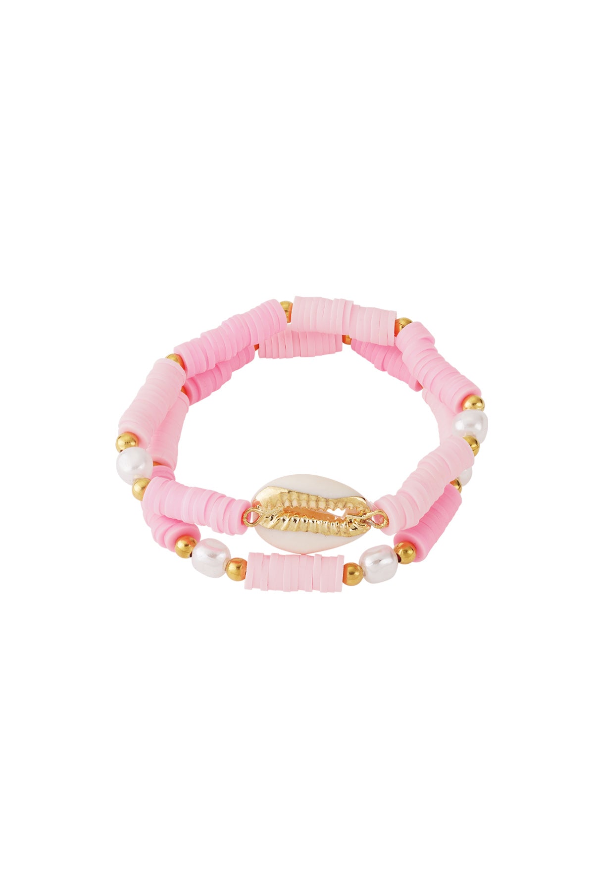 Double-layered cowrie shell bracelet