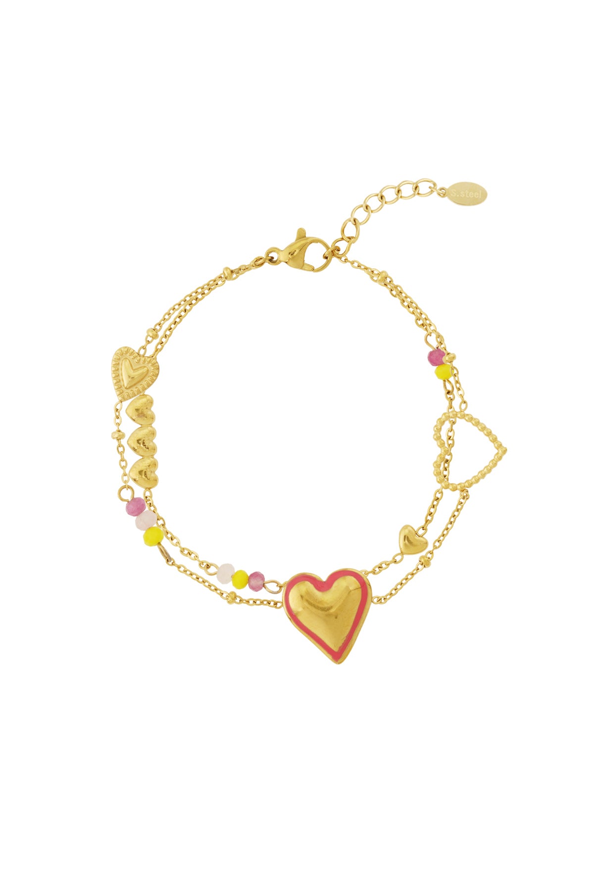 Bracelet with colorful hearts and beads