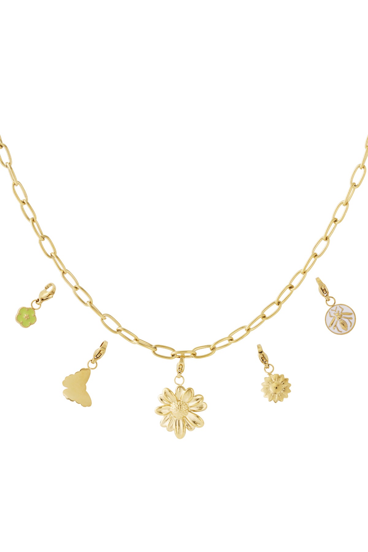 Necklace with butterfly and flower charms
