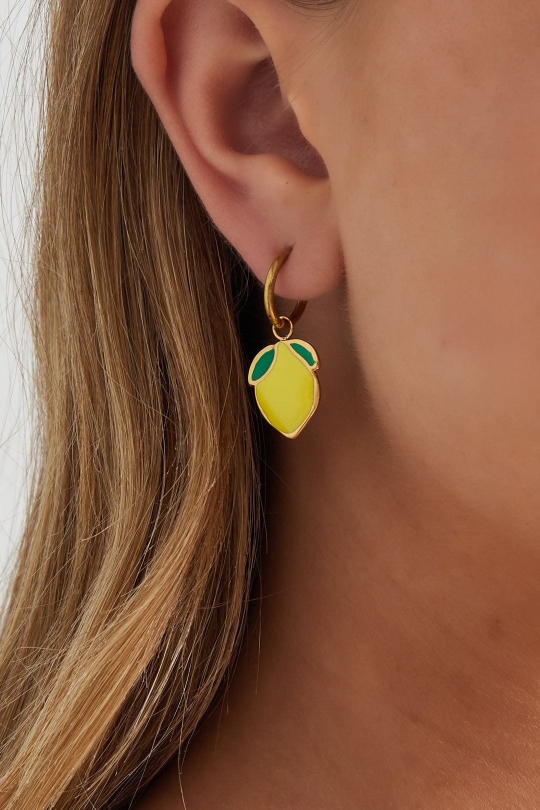 Lemon charm hoop earrings
