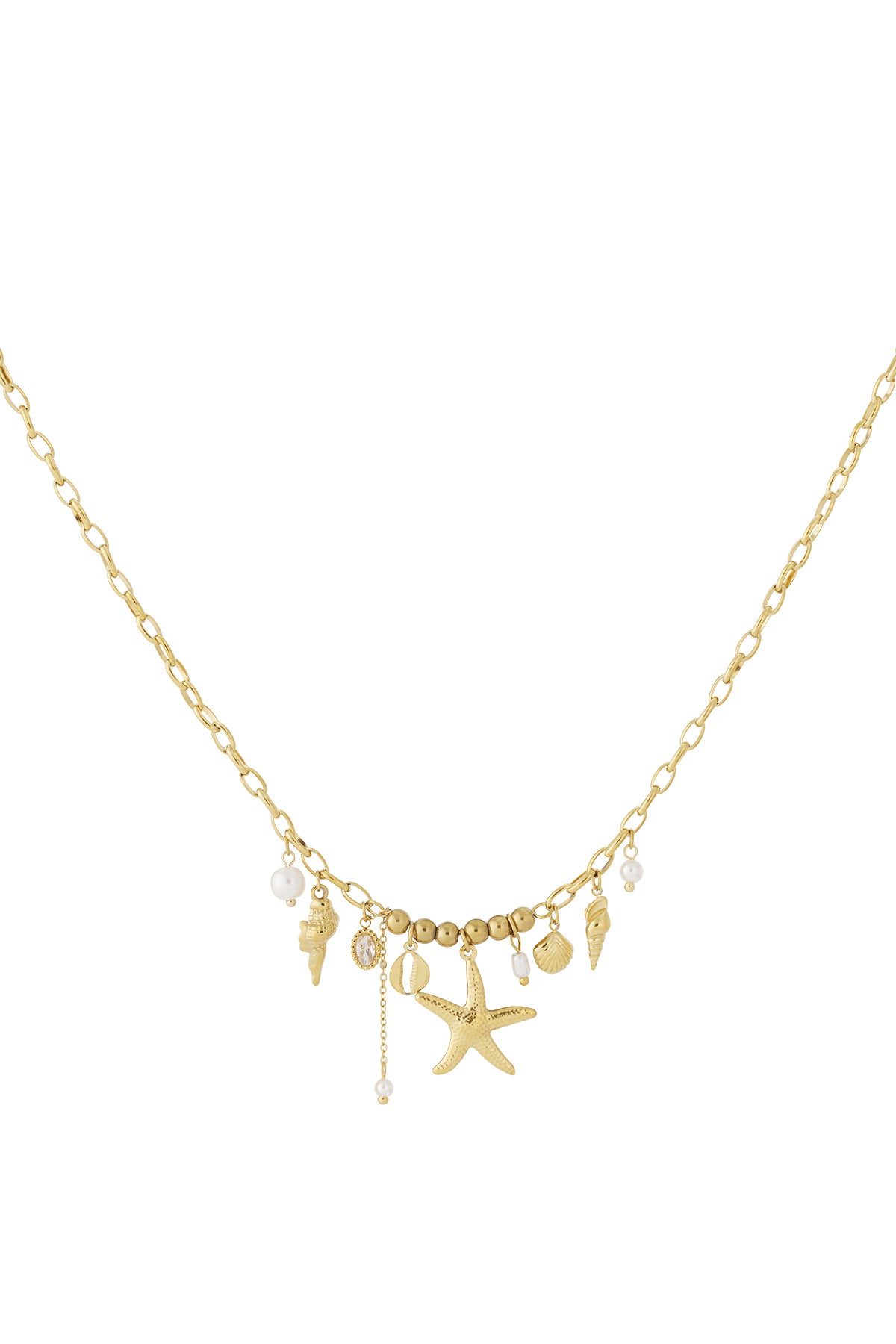 Necklace with charms and pearls