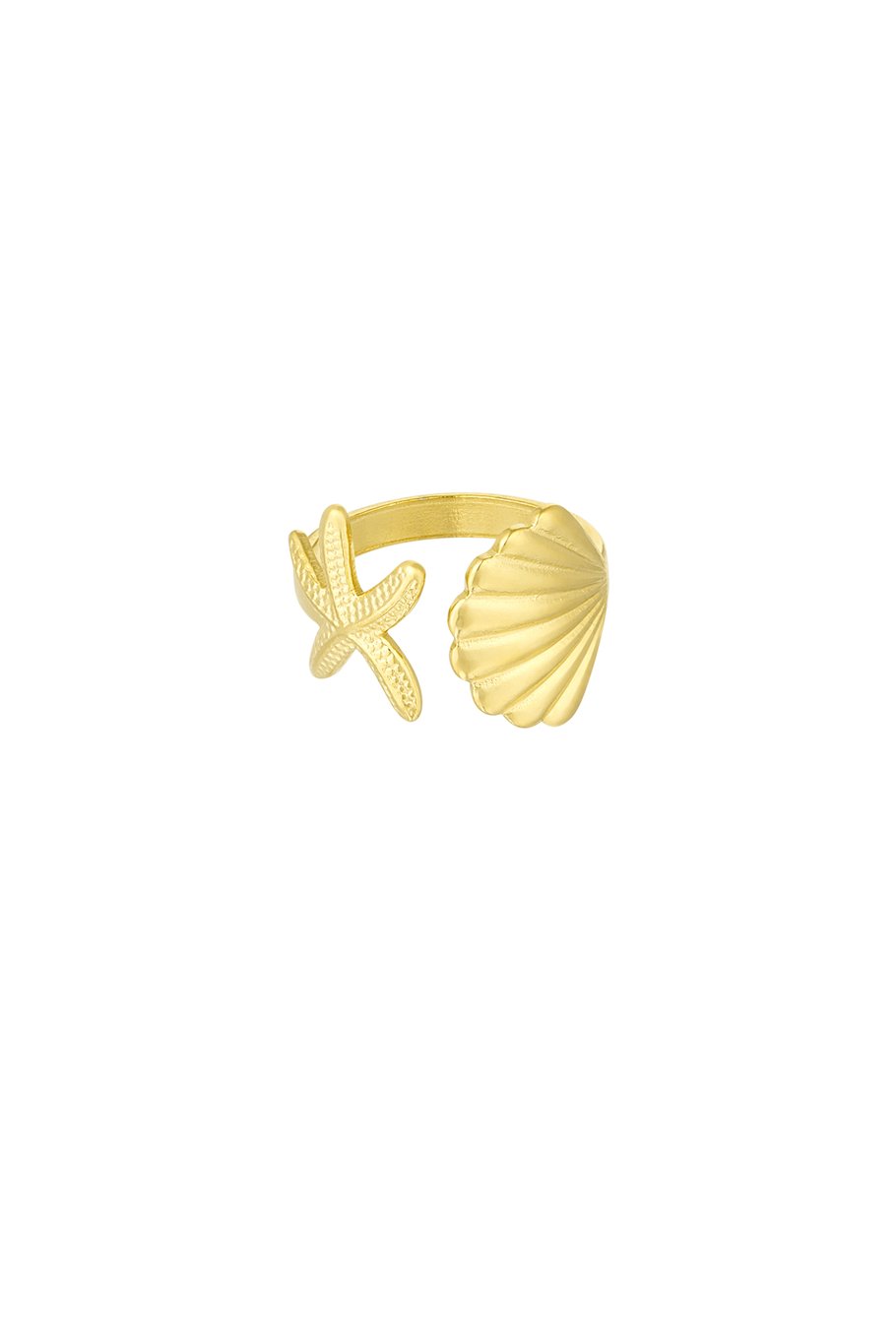 Adjustable shell & starfish ring
