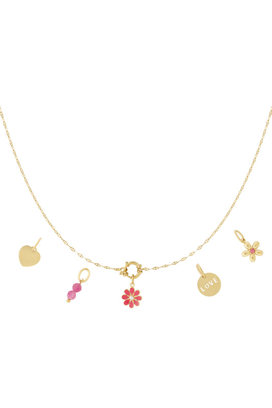 Necklace pink flower