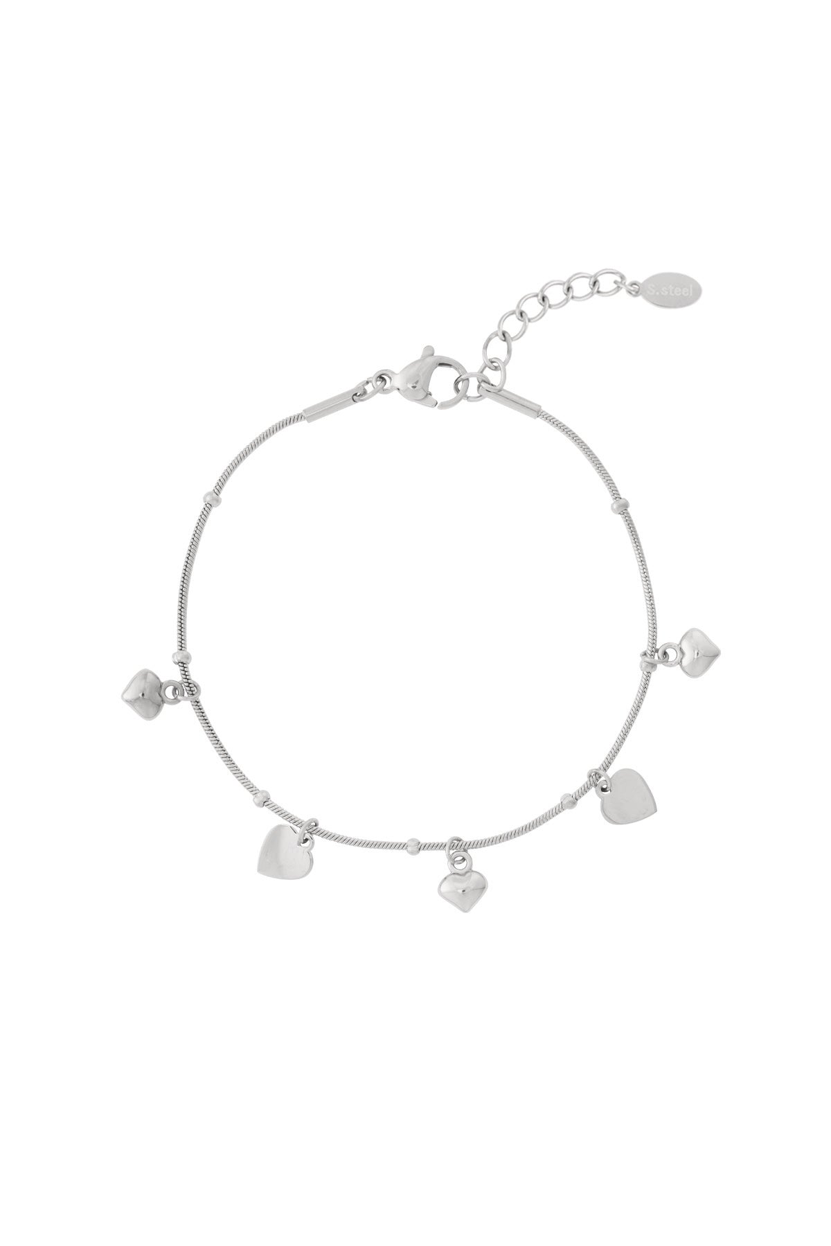 Gouden harten armband met delicate hangende bedeltjes