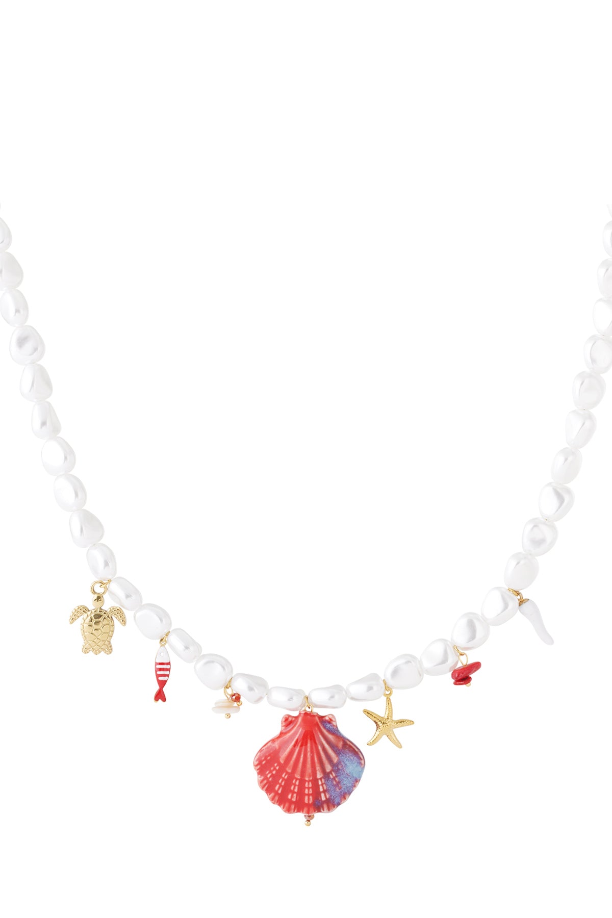 Parelketting met kleurrijke bedels