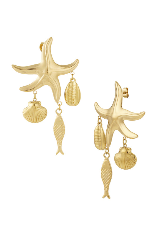 Zeester charme statement oorbellen