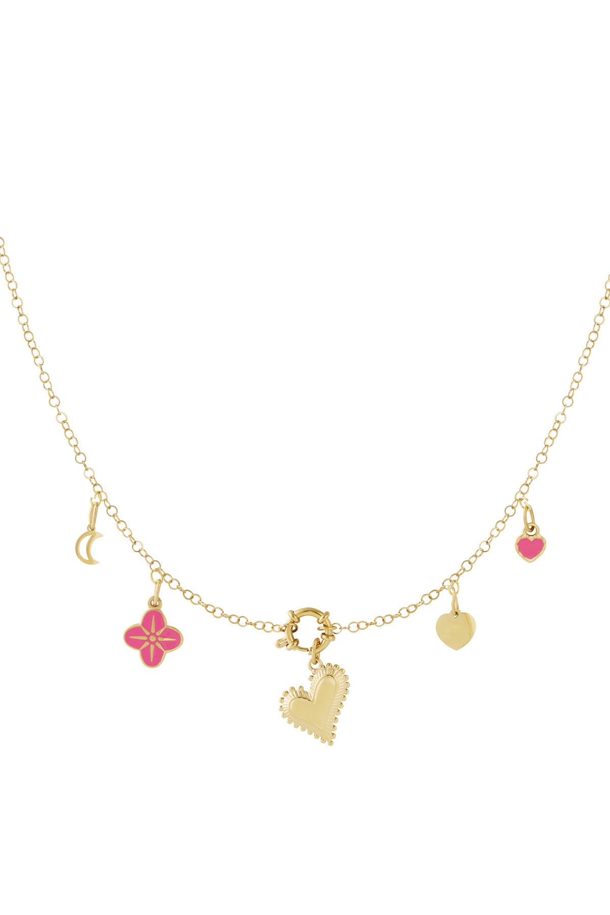 Necklace with hearts and moon