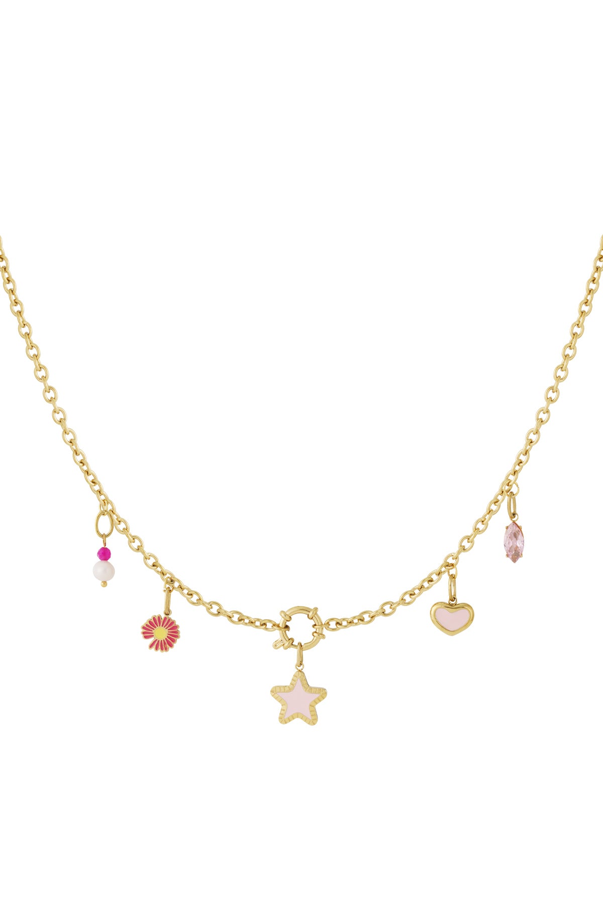 Necklace with star and heart charms