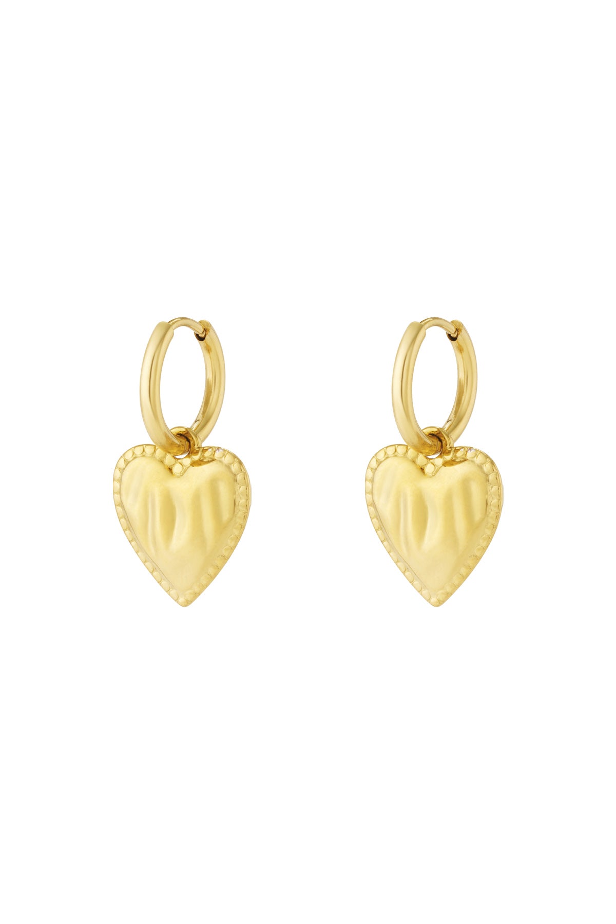 Puffed heart charm hoops