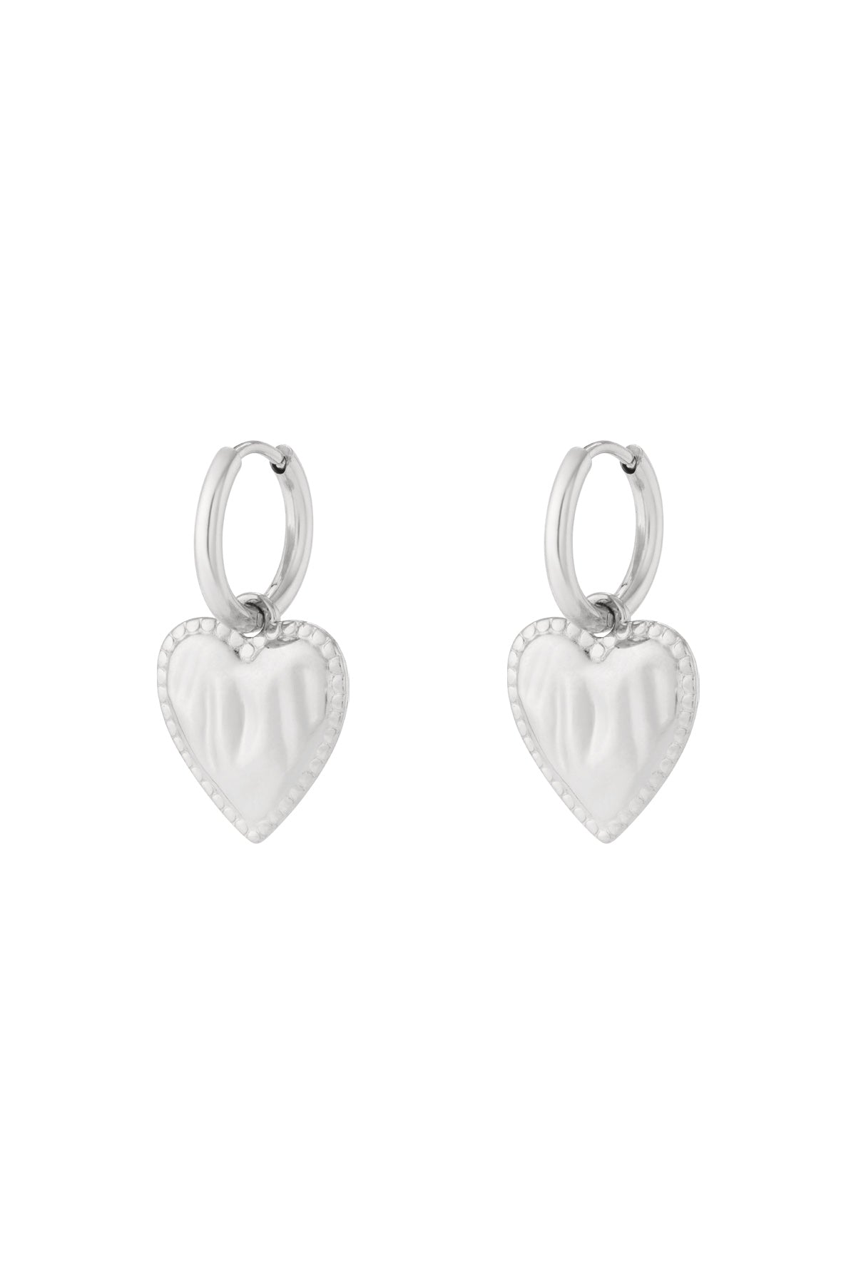 Puffed heart charm hoops