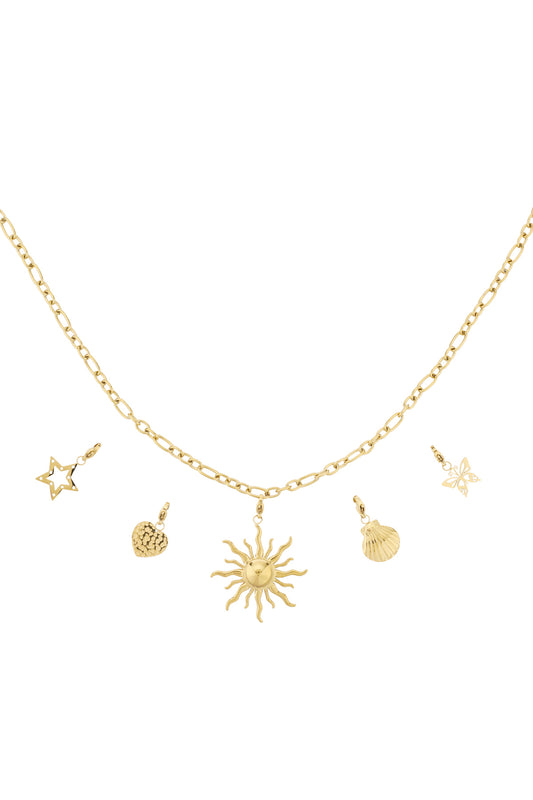 Necklace with sun and beach charms