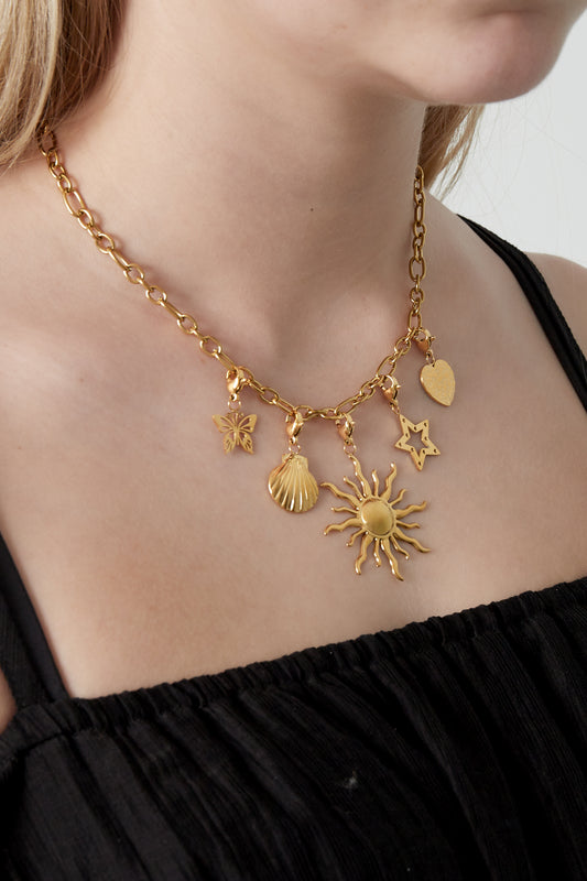 Necklace with sun and beach charms