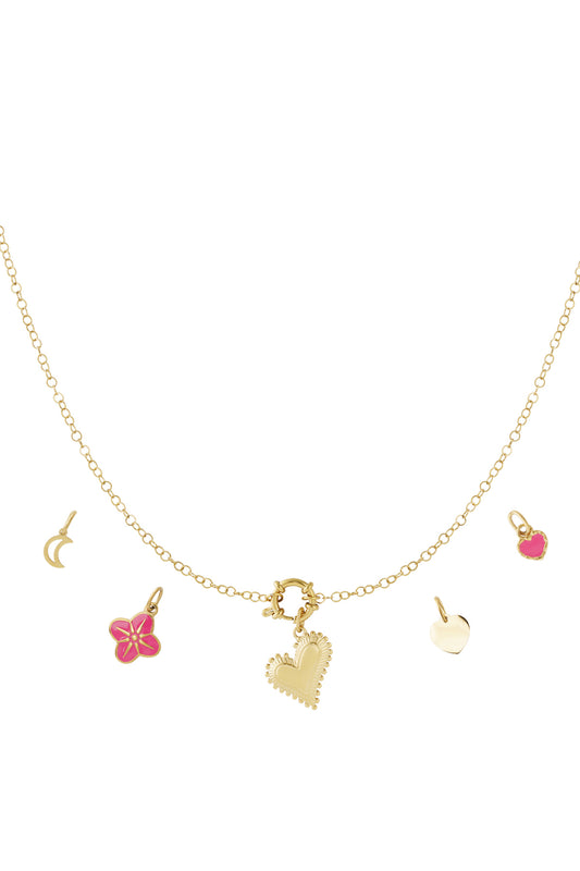 Necklace with hearts and moon