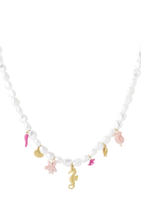 Necklace with seahorse and ocean charms