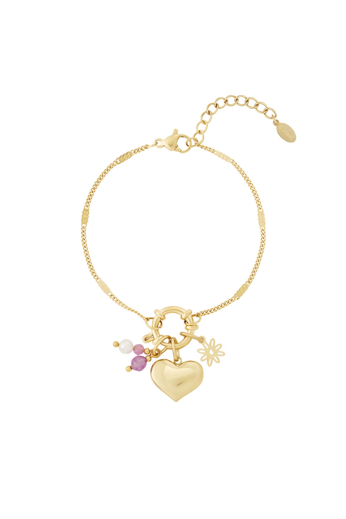 Golden heart bracelet with interchangeable charms