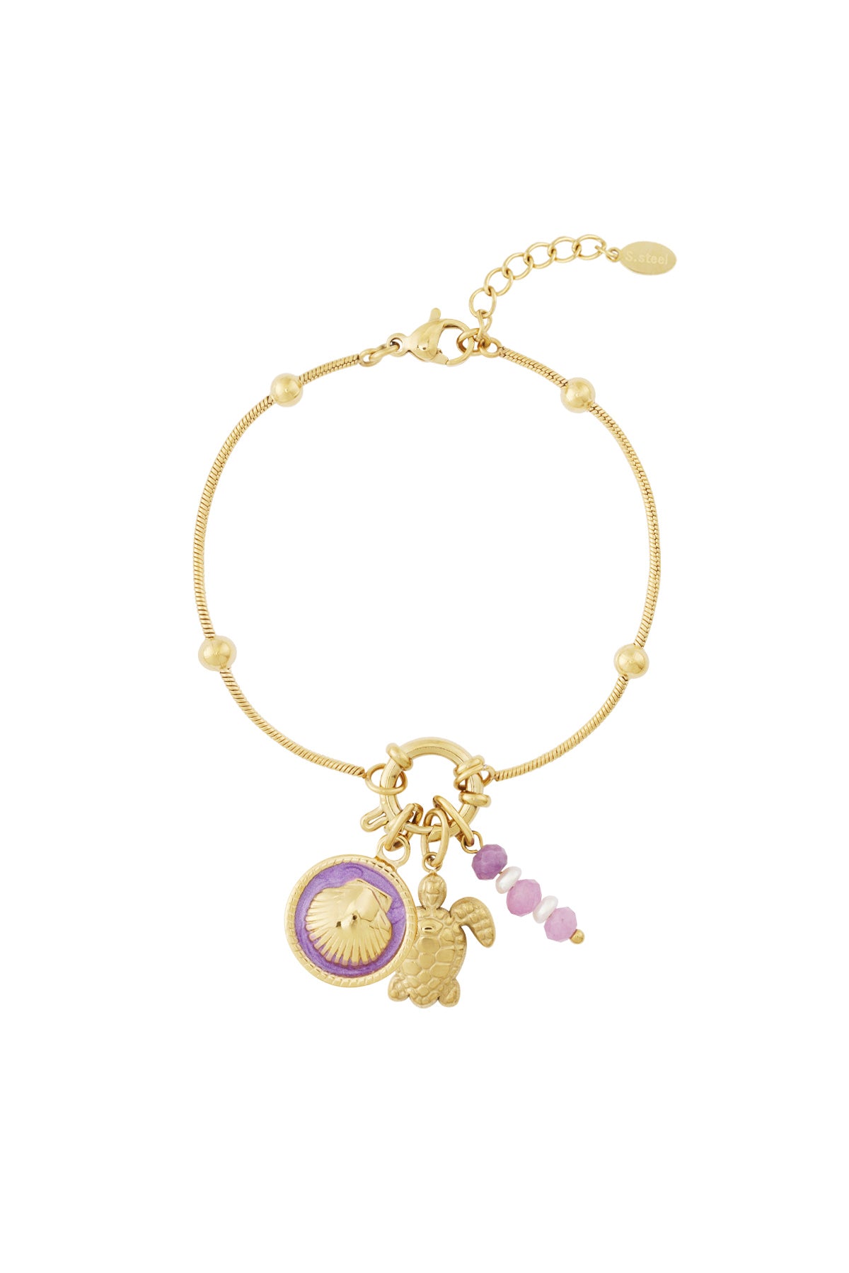 Gouden zeeschildpadarmband met verwisselbare bedels