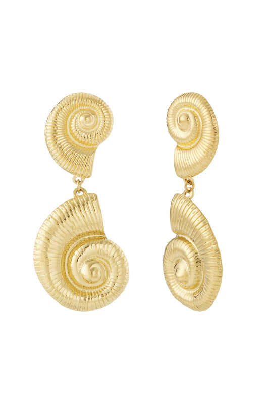 Gouden spiraalvormige schelpoorbellen