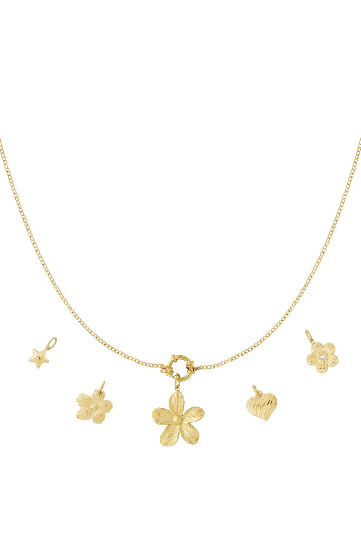 Flower necklace with playful charms
