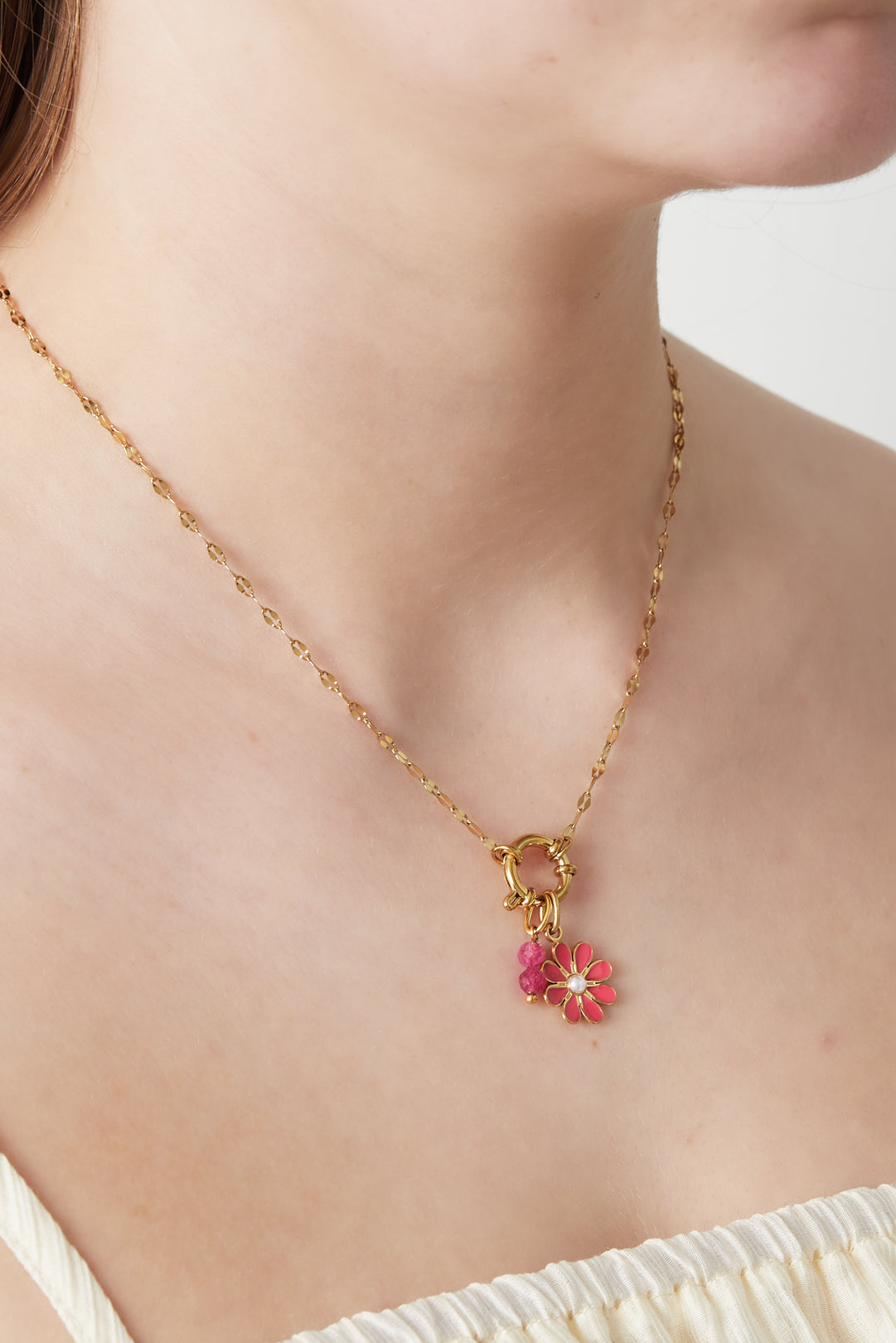 Necklace pink flower
